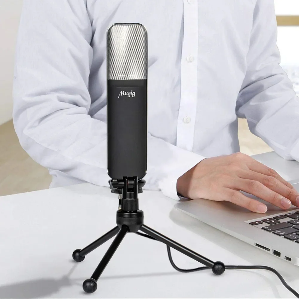Mugig MU-1 Condenser USB Microphone for PC, Laptop w/Stand, Podcast Gaming Music